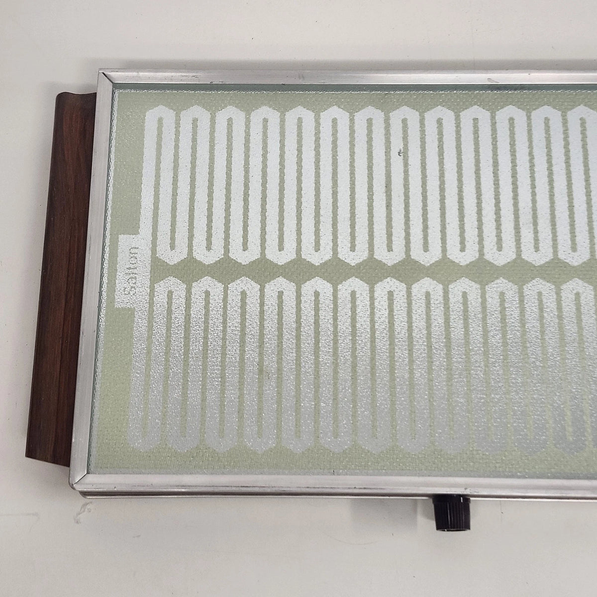 Salton Hotray H-122 Electric Food Warmer Glass Tray 16" Woodgrain Vintage