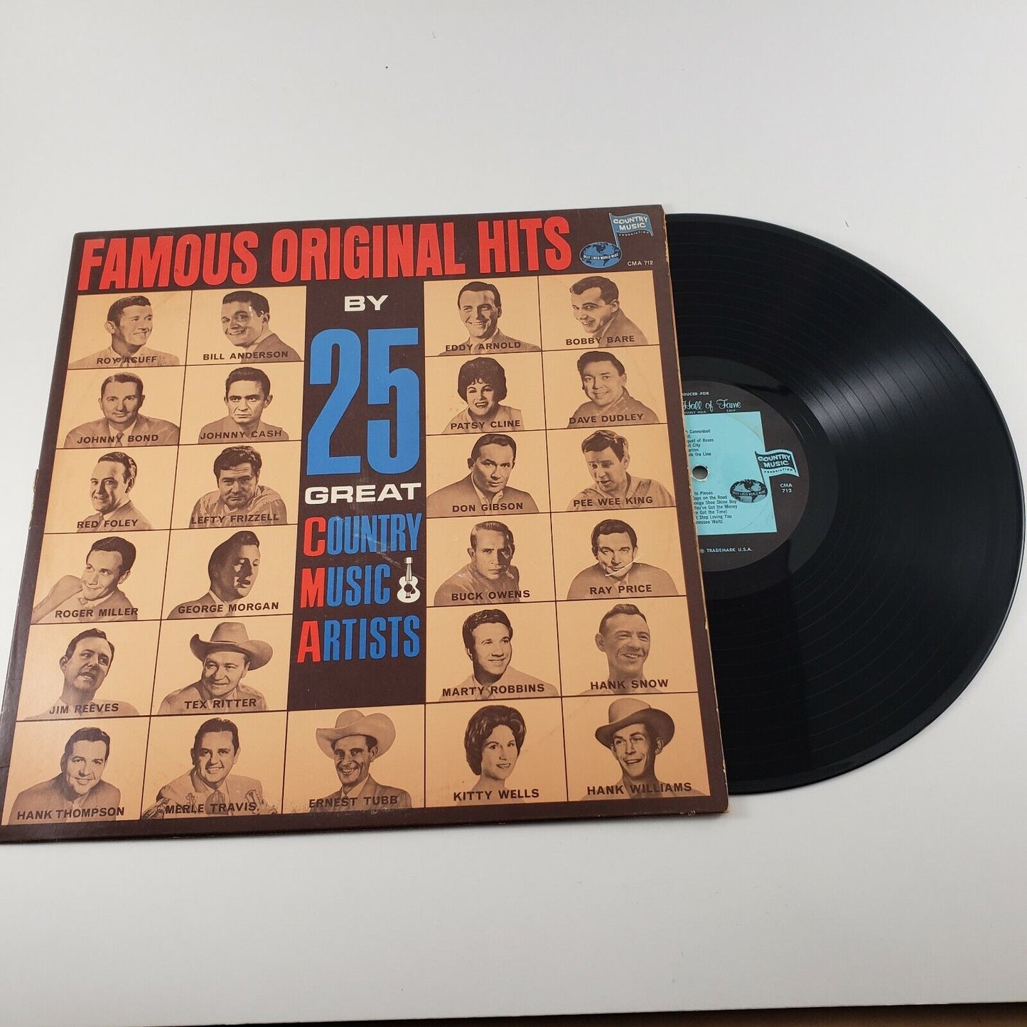 Famous Original Hits by 25 Great Country Music Artists Record Album CMA-712 1965
