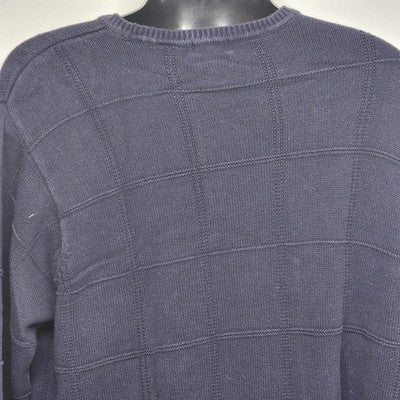 IZOD Sweater Blue Pullover Men's XLT Crewneck Cotton Long Sleeve Square Design