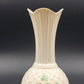 Belleek Sperrin Vase Fine Parian Porcelain China w/ Shamrock Woven Design 8.75"