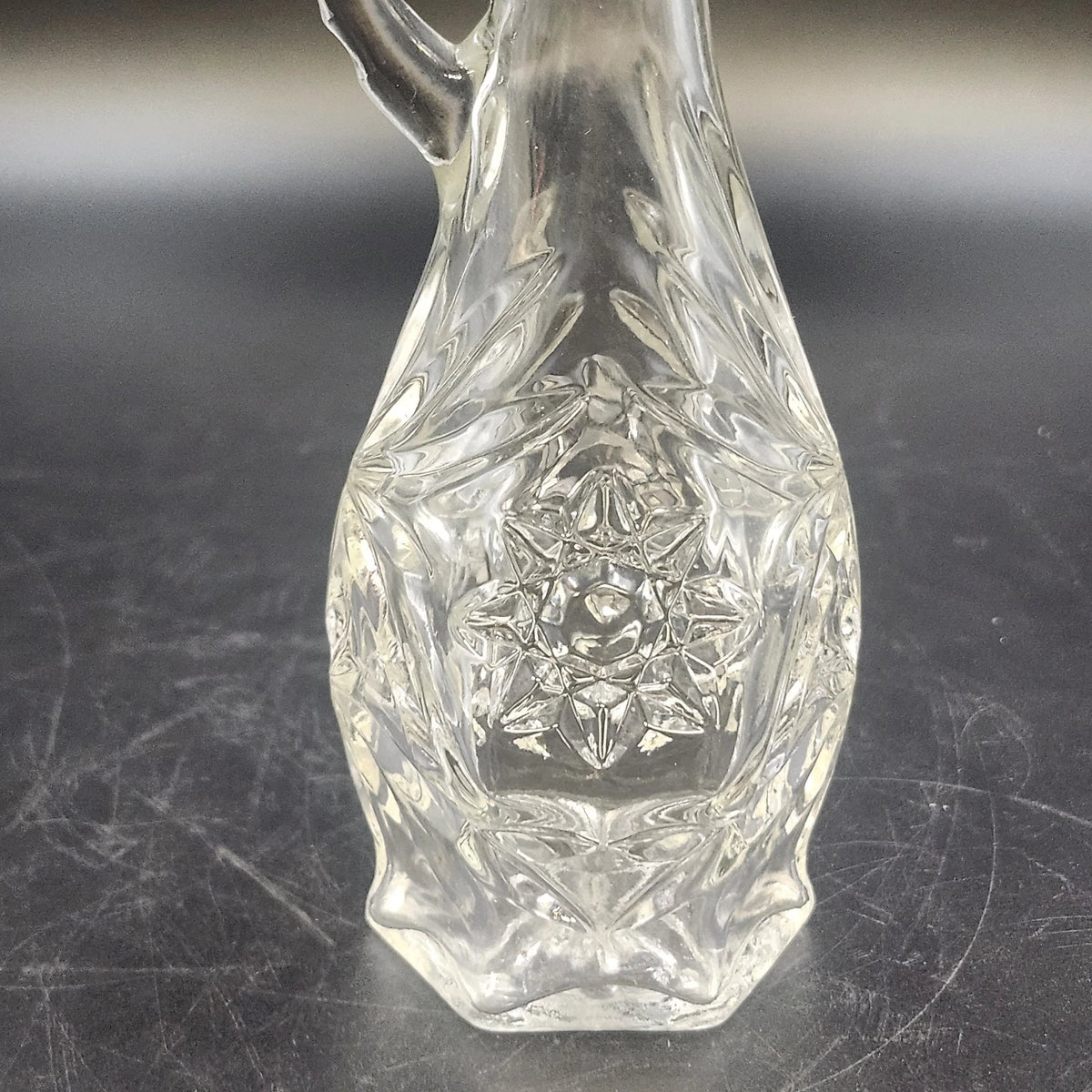 Anchor Hocking Early American PresCut Star of David Glass Cruet Stopper 7.75"x3"