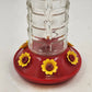 Clear Glass Panel Hummingbird Feeder Red Base 6 Yellow Flower Ports Gravity Feed