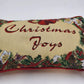 Christmas Joys Throw Pillow Red Back Holly Berries Holiday Decor 18" x 11"