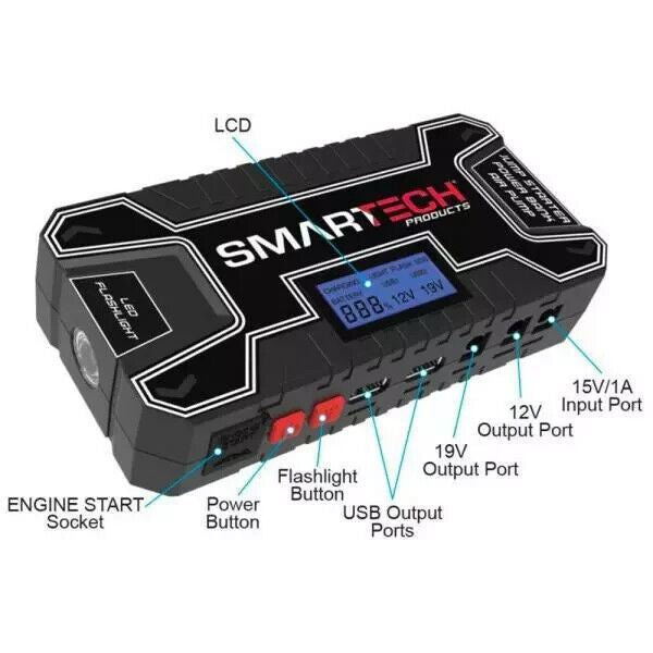 Smartech Power Kit Tech-5000P Vehicle Jump starter Power bank Air pump Flashlite