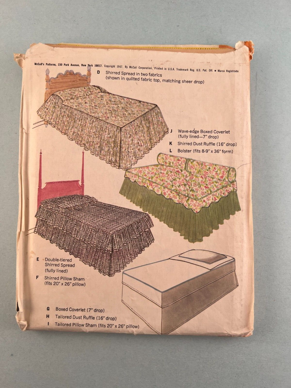 McCall's 8686 Vintage Sewing Pattern 1967 Bed Spread Covers Twin or Full Bed