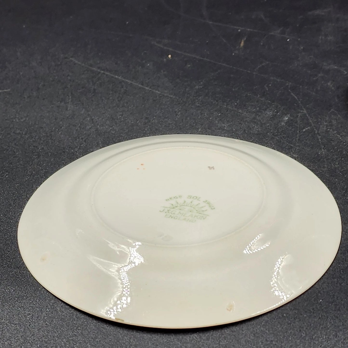 6 Nebraska Blue Bread & Butter Plates England Blue Rim Flower Accent J&G Meakin