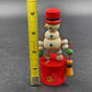 Set of 2 Vintage Wood Push Puppet Toys – Soldier & Snowman Ornaments 4"