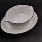 Noritake Tahoe Contemporary Fine China Gravy Boat w Underplate White Flowers 3"h