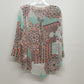 Live & Let Live Floral Geometric Tunic Sheer Blouse Pointed Bottom Size Large