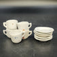 Miniature Tea Set Hand Made White Studio Porcelain Cups Saucers 2" 10pc Vintage