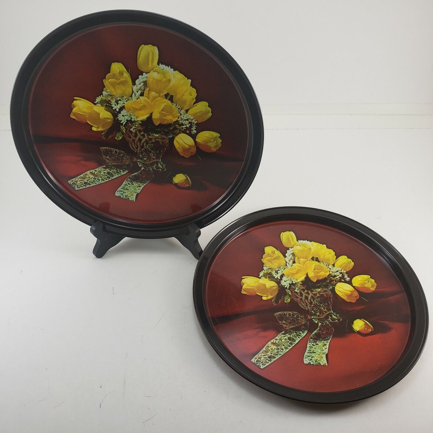 7 pc Serving Mid-century Trays Metal Copper 1960’s Party Flower Mod Safeway 10"