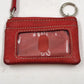 Fossil Red Leather Mini Wallet ID Window Keychain Coin Zip Pouch 4.25"