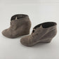 Taupe Suede Ankle Boot Women's Wedge Heel Round Toe Lace Up Booties Size 6