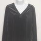 Ann Taylor Women's M Petite Blouse Black Velvet V Neck Long Sleeve Top Stretch