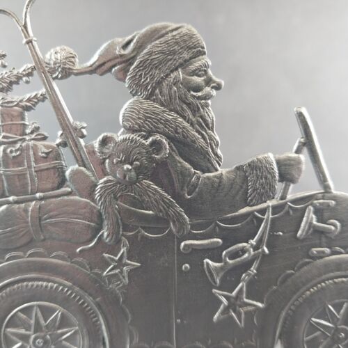 Wilhelm Schweizer Pewter Santa Claus Driving Auto Presents Signed Germany 4.75"L