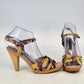 Saint Charles Platform Heels Women Size 8 Yellow Purple Silk
