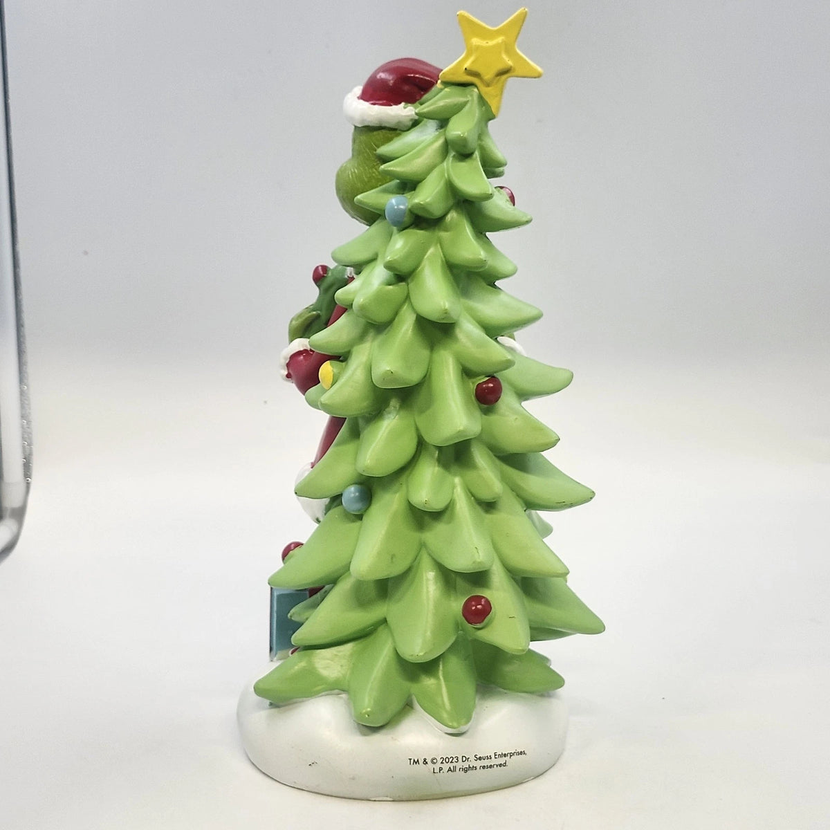 Ruz Dr. Seuss The Grinch Christmas Wreath Tree Figurine 12.5" Santa Hat & Gift