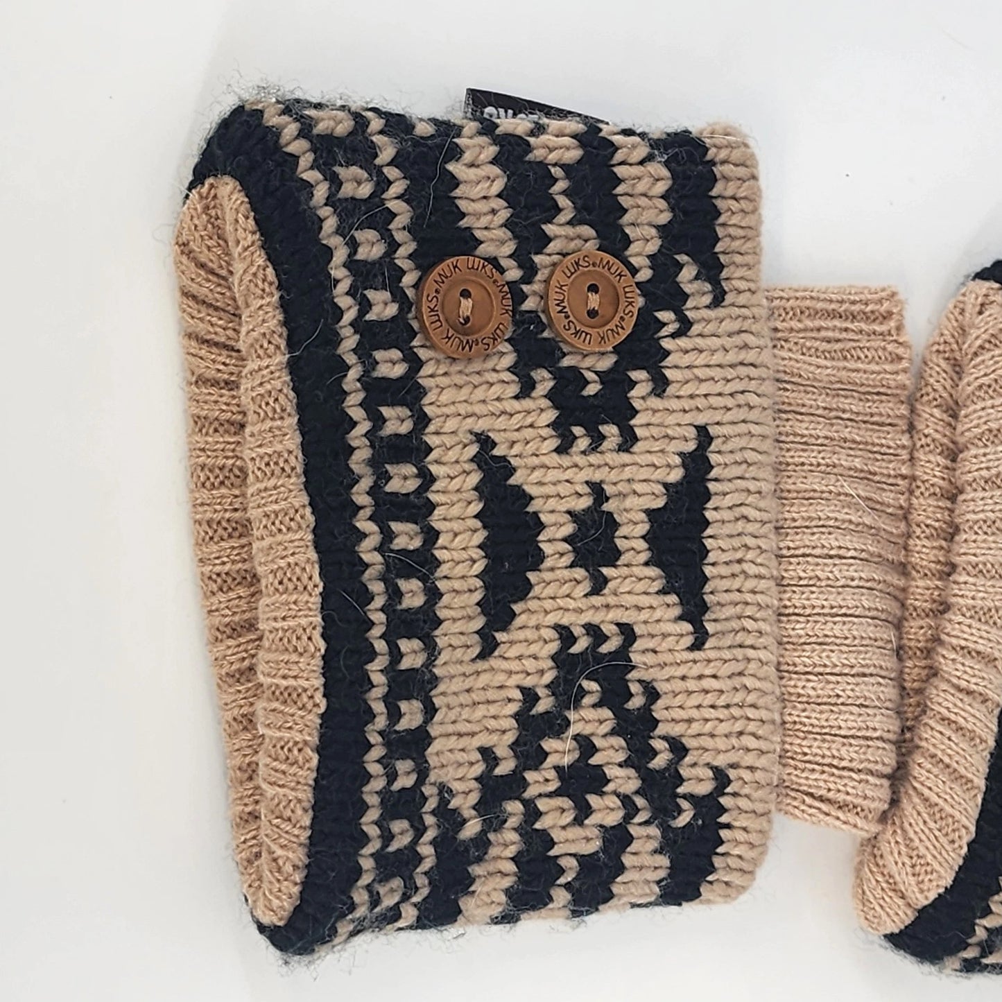 Muk Luks Knit Boot Toppers Beige Cream Button Cuff Leg Warmers