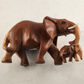 Hand Carved Wood Mother and Baby Elephant Figurine Removable Tusks Kenya 8" Long