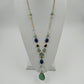 Catherines Gold Tone Teardrop Blue Gem Bead Necklace Lobster Clasp 21" Long