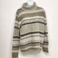Cato Women Large Striped Turtleneck Sweater Brown White Chunky Knit Pullover