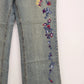 The Blues Missy Sz 10 Blue Denim Jeans 100% Cotton Embroidered Butterfly Flower