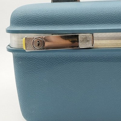 Samsonite Travel Makeup Train Case Blue Royal Traveller Montbello II Mirror Key