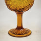 Indiana Glass Hobstar Amber Compote Goblet EAPG Pedestal 8" Vintage Scalloped