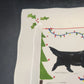 Prairie Dog Pottery Black Newfoundland Christmas Lights Square Plate 9.25" Holly