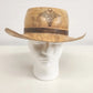 Lathe Turned Wood Cowboy Hat Tan 7-1/8 RW Huey Handcrafted Caduceus Symbol
