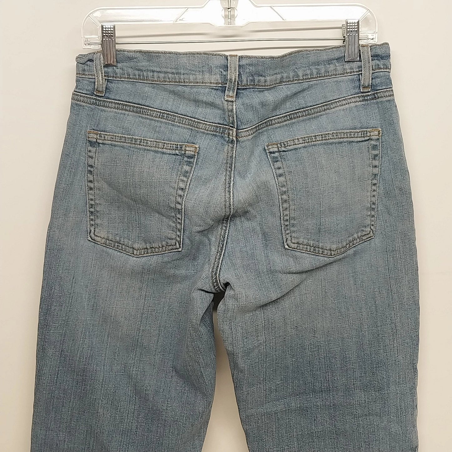 Eileen Fisher Women Light Wash Straight Leg Jeans Size 6 Distressed Cotton Denim