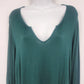 Charming Charlie Women's Teal Green V Neck Tunic Long Sleeve Top Large Roll Cuff