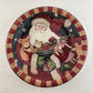 Christmas Plate 8" By Susan Winget Santa with Teddy Bear & Toys Red Tan Border