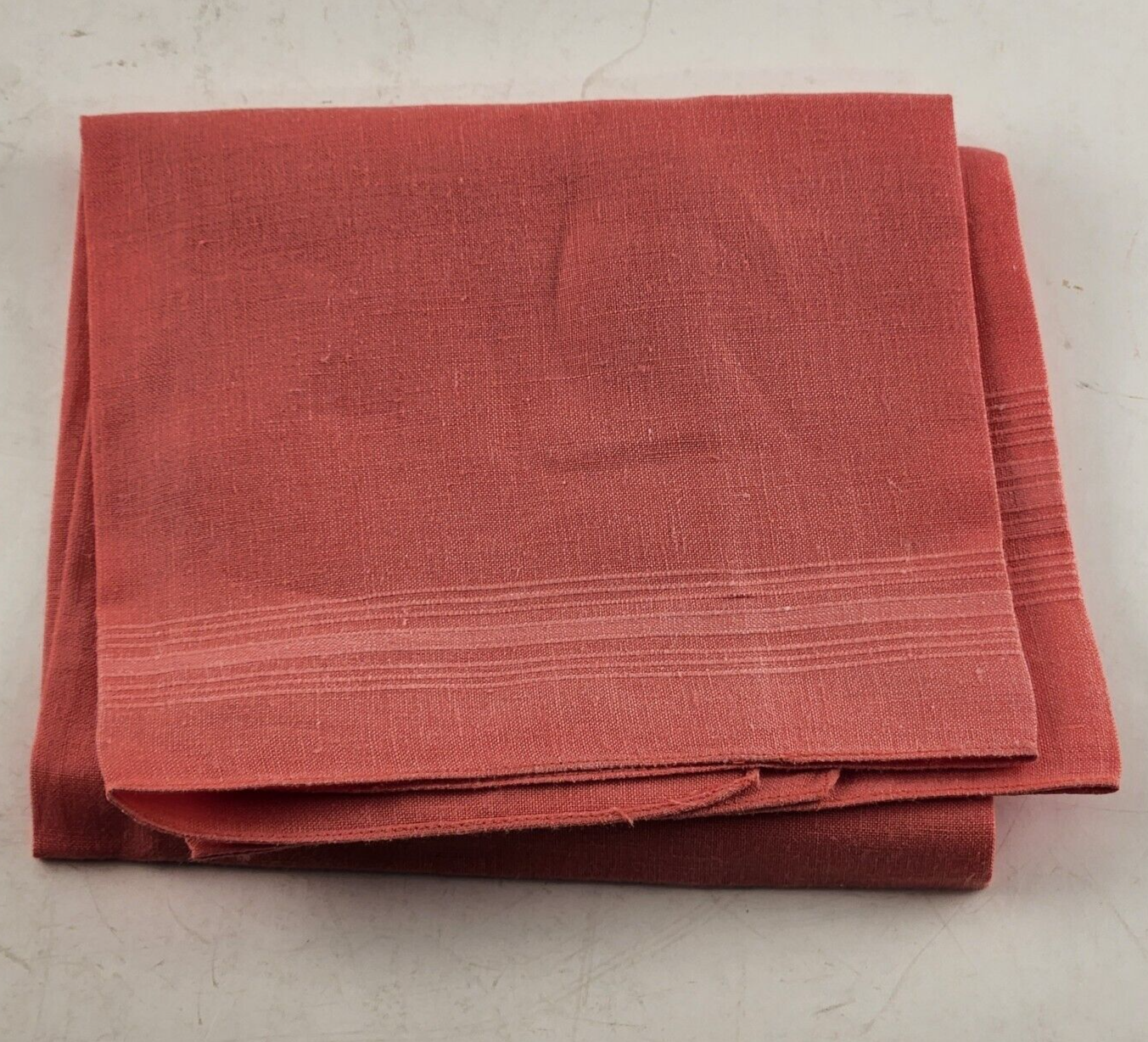 One Red and Two Yellow Linen Dinner Napkins Dining Table Vintage 19"x13.5"