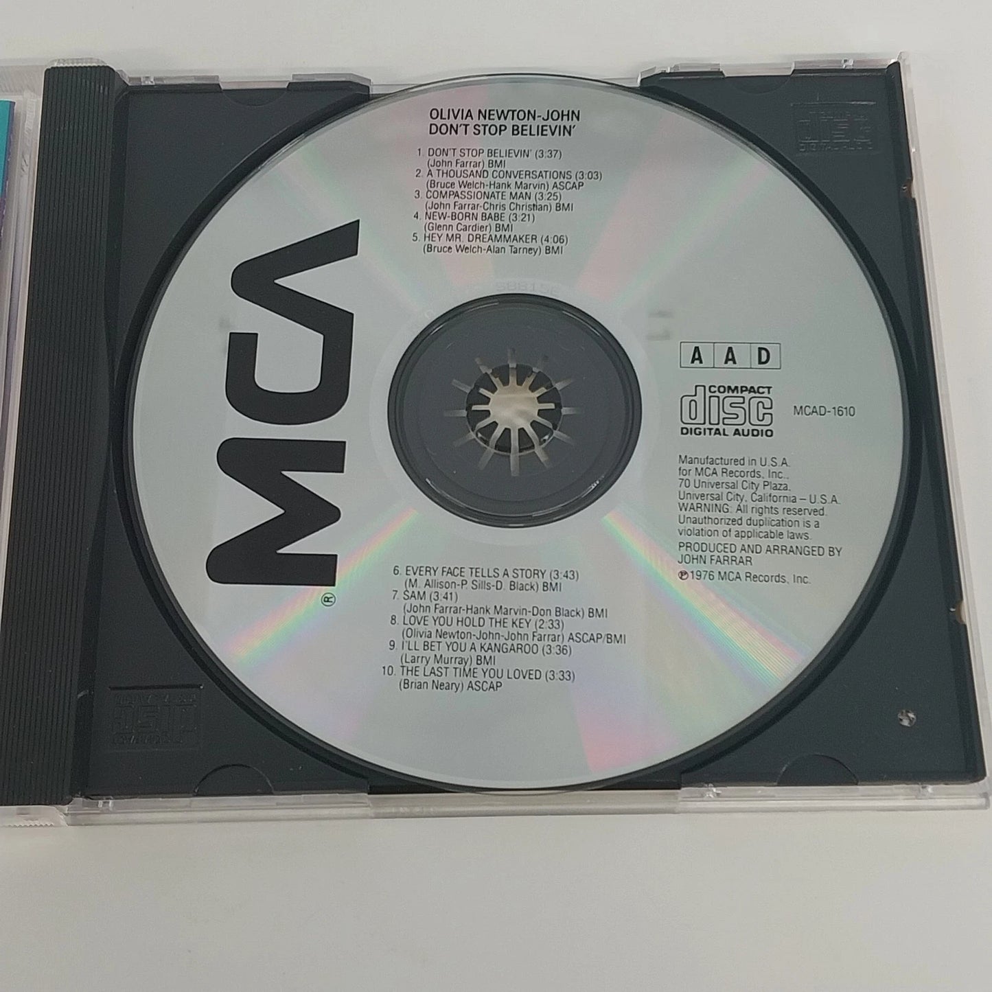 Olivia Newton-John Don't Stop Believin' CD MCAD-1610 MCA Country Pop Album 1976