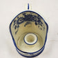 White with Blue Flower Design Scoop Shape Delftware Porcelain Candlestick Holder