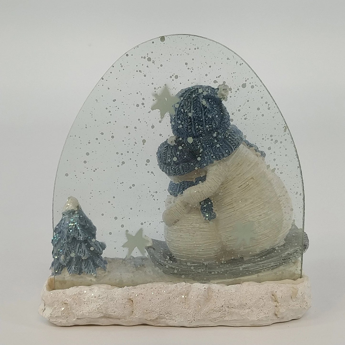 K's Collection Let It Snow-Man Snowmen Sled Glass Figurine 4" Christmas Decor
