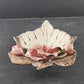 Capodimonte Large Rose Flower with Leaf Candy Dish Vintage Made in Italy 9" Long