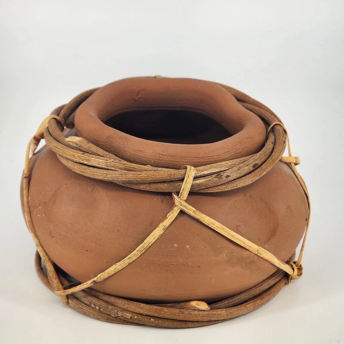 Orange Clay Pot Jug Pottery Vessel Folk Art Native American Style Terracotta Vtg