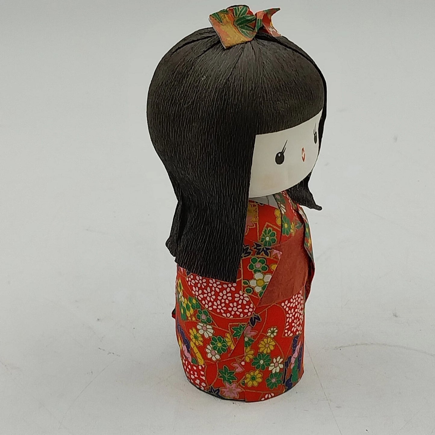 Kokeshi Style Asian Paper Doll Noise Maker Ball Colorful Crepe Paper Kimono