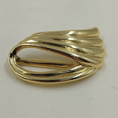 Swirled Gold Tone Metal Pastelli Scarf Tie Holder Clip 2"x1" Signed Vintage