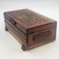 Jewelry Trinket Box 11" Carved Cedar Natural Wood Cottage Scene Footed Vintage