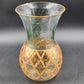 Romanian Vase Clear Crystal Hand Painted Art Glass Pineapple Design Gold Trim