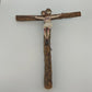 Jesus Christ Crucifix Rustic Tree Bark Wood Wall Cross 18" x 12.5" Vintage