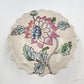Embossed Ceramic Round Box w/ Lid Macau Pink Blue Floral Design 5"x2"