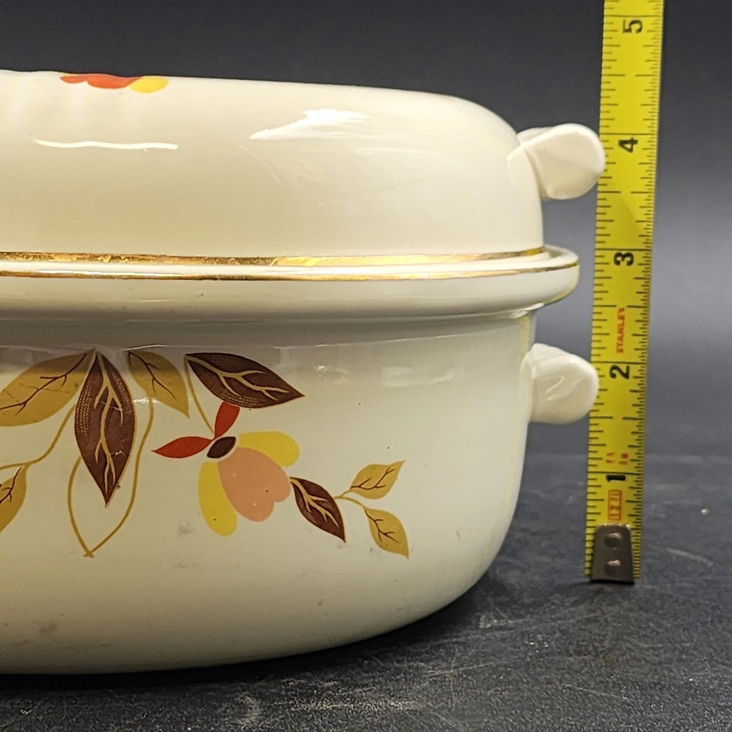 Autumn Leaf Radiance Covered Casserole 2qt Halls Superior Jewel Tea MCM Vintage