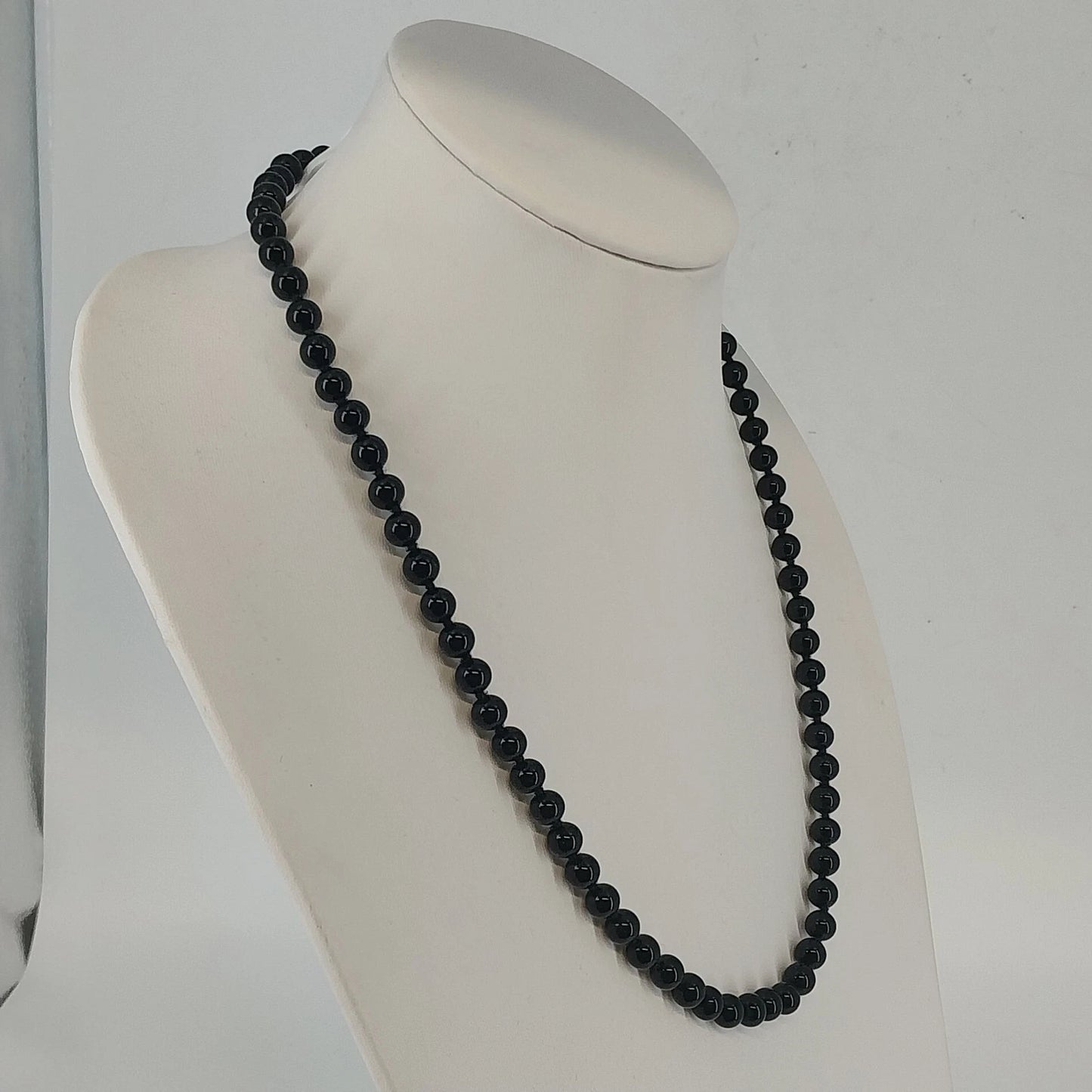 Vintage Monet Black Faceted Bead Necklace 24 Inch Signed