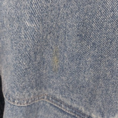 Together! Denim Batwing Jacket Missy S Gold Buttons Lace Trim 1980s Vintage