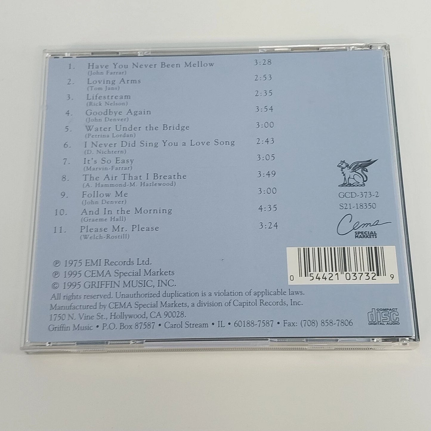 Olivia Newton-John Have You Never Been Mellow CD Griffin GCD-373-2 Album 1995