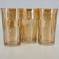 Jeannette Hex Optic Glasses Set of 3 Iridescent Marigold Carnival Glass 5" 8 oz